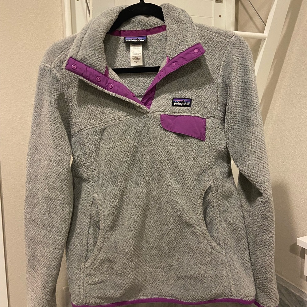 Women’s Patagonia Re-Tool Snap-T Pullover - Gray w/Purple